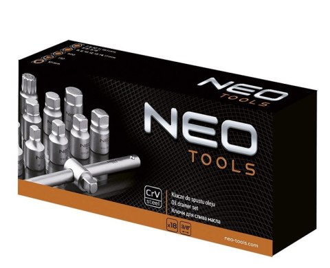 KLUCZE DO SPUSTU OLEJU 3/8 ZESTAW 18 SZT. NEO KLUCZE DO SPUSTU OLEJU 3/8 ZESTAW 18 SZT. NEO