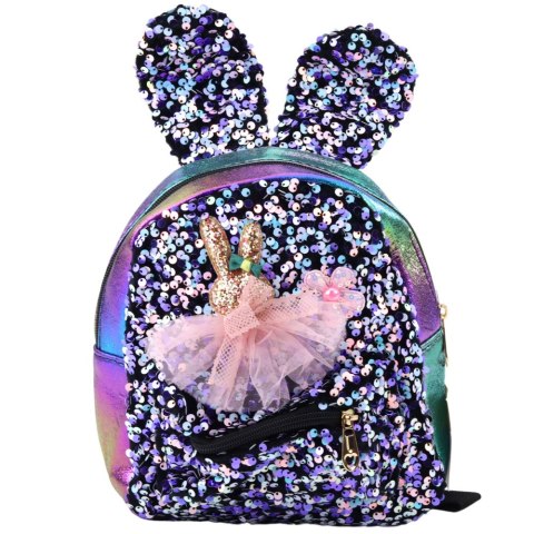 Plecak Dziecięcy Cekiny Uszy Królika Ciemny Kolorowy 22cm 4.4L Plecak Dziecięcy Cekiny Uszy Królika Ciemny Kolorowy 22cm 4.4L