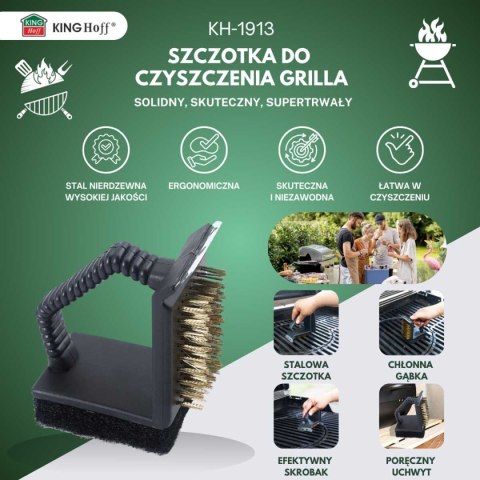SZCZOTKA STALOWA 3w1 DO CZYSZCZENIA RUSZTU GRILLA KINGHOFF KH-1913 SZCZOTKA STALOWA 3w1 DO CZYSZCZENIA RUSZTU GRILLA KINGHOFF KH-1913