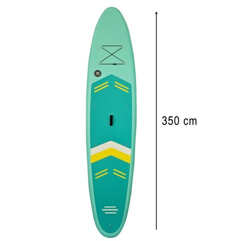 Deska SUP pompowana do pływania z siedzeniem akcesoriami wiosło zestaw turkusowa 350 cm Kik Sp. z o. o. Sp. k. Deska SUP pompowana do pływania z siedzeniem akcesoriami wiosło zestaw turkusowa 350 cm Kik Sp. z o. o. Sp. k.