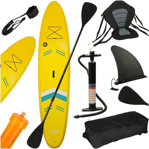 Deska SUP pompowana do pływania z siedzeniem akcesoriami wiosło zestaw żółta 350 cm Kik Sp. z o. o. Sp. k. Deska SUP pompowana do pływania z siedzeniem akcesoriami wiosło zestaw żółta 350 cm Kik Sp. z o. o. Sp. k.