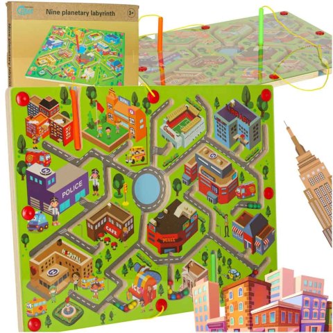 Gra labirynt magnetyczna planszowa drewniana do podróży duże miasto 2 graczy Kik Sp. z o. o. Sp. k. Gra labirynt magnetyczna planszowa drewniana do podróży duże miasto 2 graczy Kik Sp. z o. o. Sp. k.