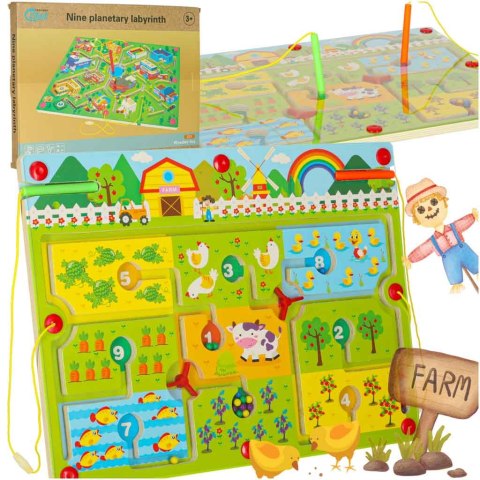 Gra labirynt magnetyczna planszowa drewniana do podróży farma 2 graczy Kik Sp. z o. o. Sp. k. Gra labirynt magnetyczna planszowa drewniana do podróży farma 2 graczy Kik Sp. z o. o. Sp. k.