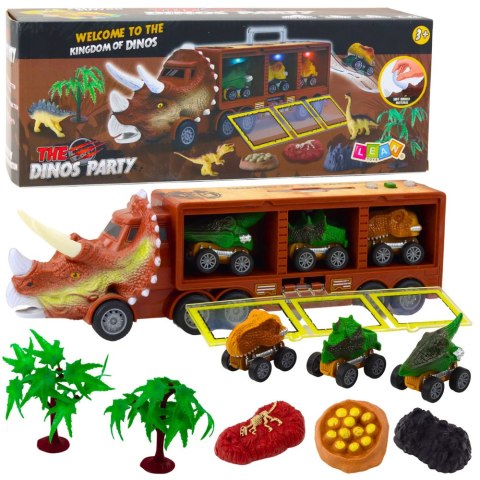 Ciężarówka Dinozaur Triceratops Autka Dinozaury Wyrzutnia Brązowy Ciężarówka Dinozaur Triceratops Autka Dinozaury Wyrzutnia Brązowy
