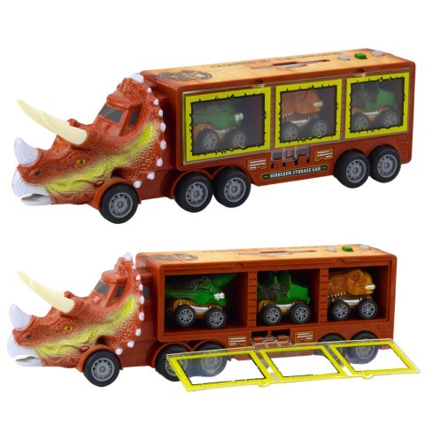 Ciężarówka Dinozaur Triceratops Autka Dinozaury Wyrzutnia Brązowy Ciężarówka Dinozaur Triceratops Autka Dinozaury Wyrzutnia Brązowy