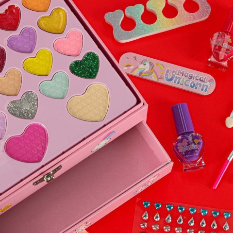 Kuferek zestaw kosmetyków do makijażu i paznokci makeup kosmetyki cienie lakiery szuflady jednorożec Kik Sp. z o. o. Sp. k. Kuferek zestaw kosmetyków do makijażu i paznokci makeup kosmetyki cienie lakiery szuflady jednorożec Kik Sp. z o. o. Sp. k.