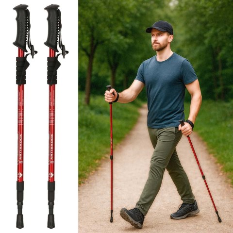 Kijki kije trekkingowe do nordic walking składane 2 sztuki czerwone Kik Sp. z o. o. Sp. k.