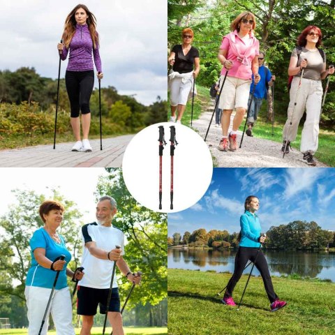 Kijki kije trekkingowe do nordic walking składane 2 sztuki czerwone Kik Sp. z o. o. Sp. k.