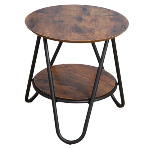 Okrągły Stolik Kawowy Z Dodatkową Półką Industrialny Vintage 40x42cm Okrągły Stolik Kawowy Z Dodatkową Półką Industrialny Vintage 40x42cm