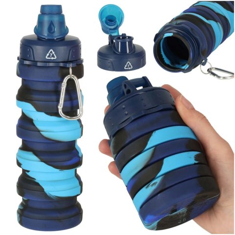 Butelka na wodę bidon silikonowy składany z uchwytem sportowy 500ml niebieski Kik Sp. z o. o. Sp. k. Butelka na wodę bidon silikonowy składany z uchwytem sportowy 500ml niebieski Kik Sp. z o. o. Sp. k.