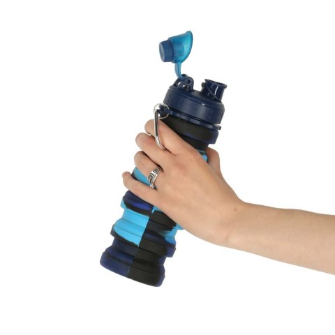 Butelka na wodę bidon silikonowy składany z uchwytem sportowy 500ml niebieski Kik Sp. z o. o. Sp. k. Butelka na wodę bidon silikonowy składany z uchwytem sportowy 500ml niebieski Kik Sp. z o. o. Sp. k.