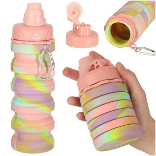 Butelka na wodę bidon silikonowy składany z uchwytem sportowy 500ml tęczowy Kik Sp. z o. o. Sp. k.