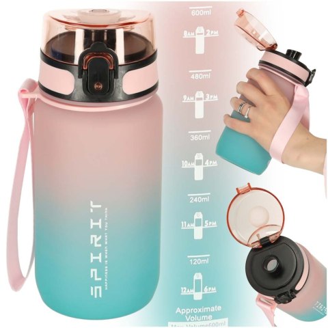 Butelka na wodę bidon ze słomką uchwytem sportowy 600ml różowo-niebieski Kik Sp. z o. o. Sp. k. Butelka na wodę bidon ze słomką uchwytem sportowy 600ml różowo-niebieski Kik Sp. z o. o. Sp. k.