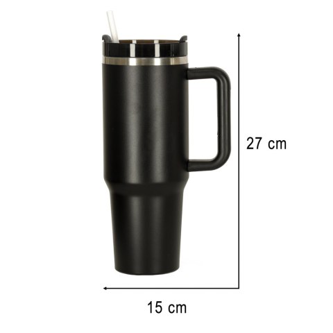 Kubek termiczny ze słomką i uchwytem termos 1200ml czarny Kik Sp. z o. o. Sp. k. Kubek termiczny ze słomką i uchwytem termos 1200ml czarny Kik Sp. z o. o. Sp. k.