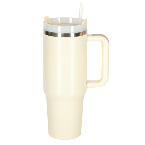 Kubek termiczny ze słomką i uchwytem termos 1200ml kremowy Kik Sp. z o. o. Sp. k. Kubek termiczny ze słomką i uchwytem termos 1200ml kremowy Kik Sp. z o. o. Sp. k.
