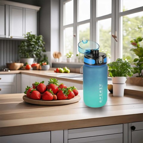Butelka na wodę bidon ze słomką uchwytem sportowy 600ml niebiesko-zielony Kik Sp. z o. o. Sp. k.