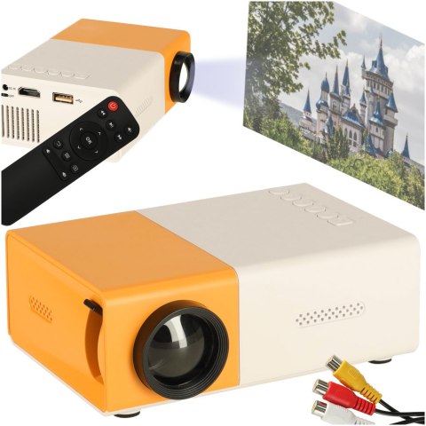 Mini projektor rzutnik przenośny LED TFT LCD 1920x1080 24-60" USB HDMI 12V biało-pomarańczowy Kik Sp. z o. o. Sp. k.