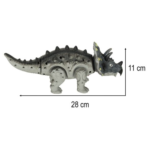 Dinozaur Triceratops zabawka interaktywna na baterie chodzi świeci ryczy