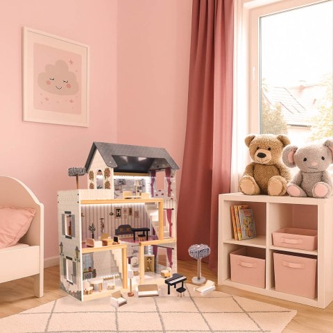 Domek dla lalek drewniany MDF mebelki 78cm czarny LED Kik Sp. z o. o. Sp. k. Domek dla lalek drewniany MDF mebelki 78cm czarny LED Kik Sp. z o. o. Sp. k.