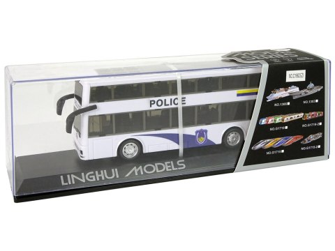 Autobus Policyjny Dwupiętrowy Biały z Naciągiem Dźwięk Autobus Policyjny Dwupiętrowy Biały z Naciągiem Dźwięk