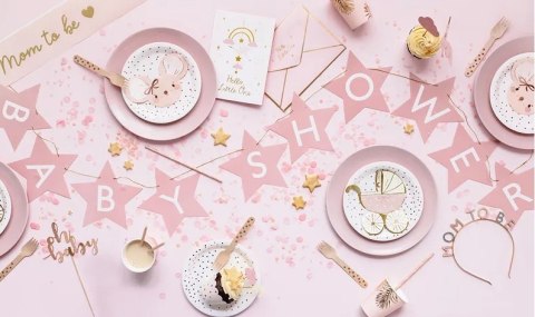 Baner napis na baby shower gwiazdki jasnoróżowe 290cm x 16,5cm Baner napis na baby shower gwiazdki jasnoróżowe 290cm x 16,5cm