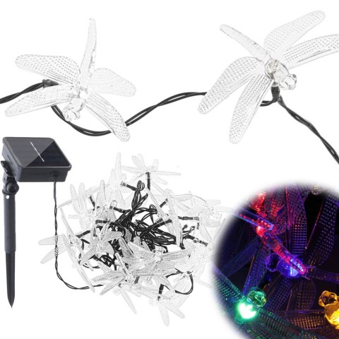 Lampki ogrodowe solarne ważki 6,5m 30LED multikolor Lampki ogrodowe solarne ważki 6,5m 30LED multikolor